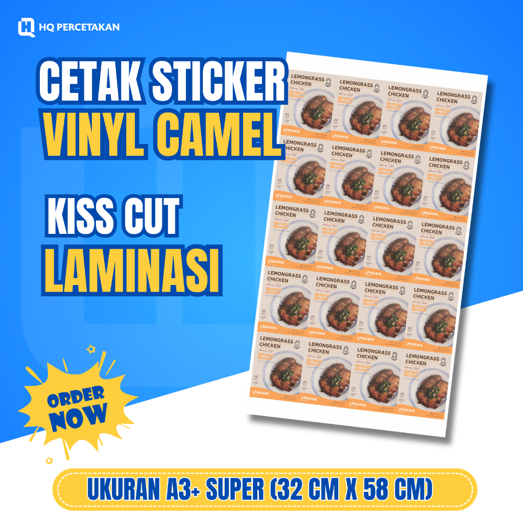 Jual CETAK STIKER VINIL CAMEL LAMINASI– KISS CUT A3+ SUPER (32 x 58 cm ...