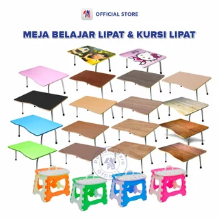 Meja Belajar Lipat / Meja Kursi lipat Portable / Meja laptop Serbaguna Bermacam Motif Kayu Dan Kursi Lipat / PB EDUKASI ANAK - PBNB