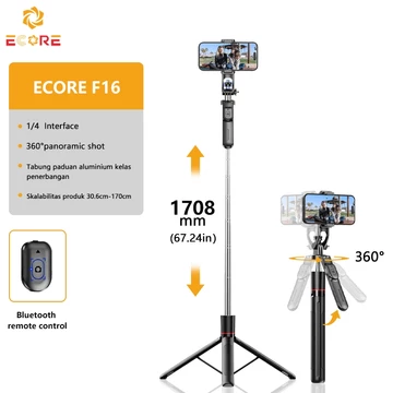 ECORE C11 185CM Tongsis 4leg Tripod Bluetooth Selfie Stick Fill Light Tongsis Tripod