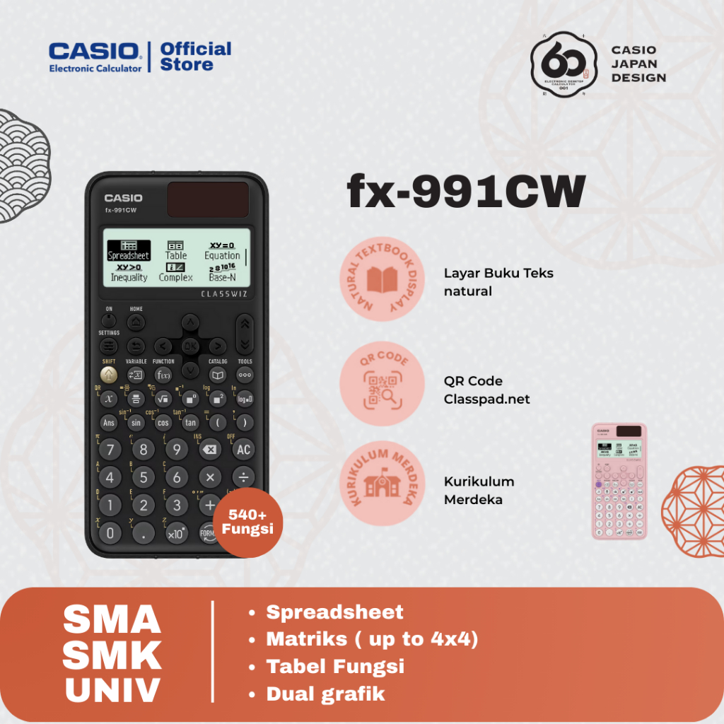 Casio Calculator Kalkulator Scientific ClassWiz untuk SMA / SMK / Universitas / Kuliah  FX 991 ID - FX 991 ES Plus - FX 570 ES plus - FX 991 CW IPA Sc (3)