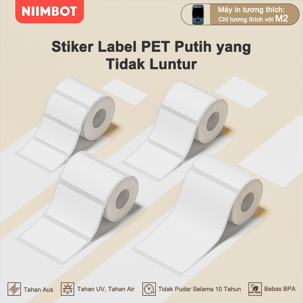 Jual NIIMBOT M2 Stiker Label Persegi Panjang/Bulat Kosong Putih ...