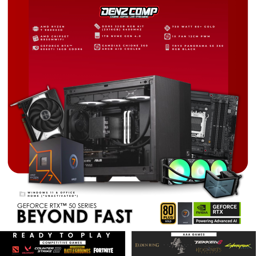 Jual PC DIY RAKITAN AMD RYZEN 7 9800X3D | RTX 5060 TI 16GB | DDR5 32GB ...