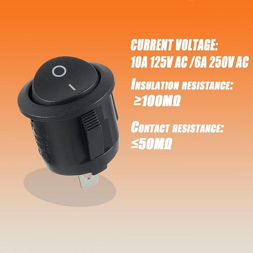 Jual Saklar Bulat 2 Kaki HITAM 2P Round Rocker Switch KCD-1 6A 250VAC ...