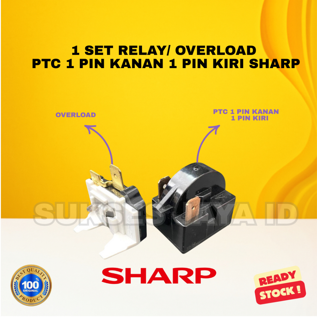 Jual [1 SET] SET PTC+OVERLOAD / RELAY KULKAS SHARP 1 PINTU / 2 PINTU ...
