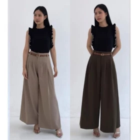 Sof Posh Wide Flare Pant(Rok Celana) Celana Kulot Panjang Loose Pant Import