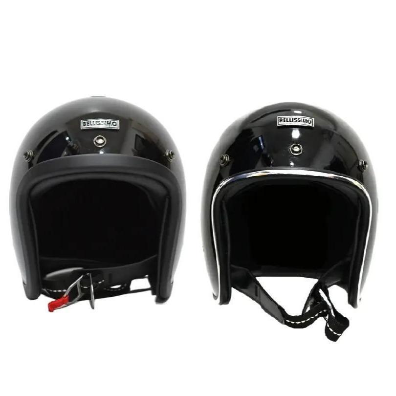 Jual BELLISSIMO SLIM HELMET Half Face - BLACK GLOSSY | Shopee Indonesia