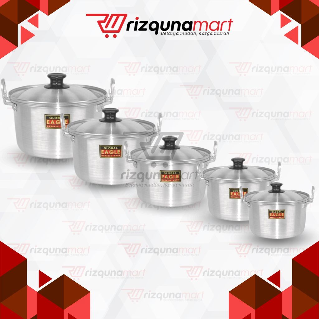 Jual Panci Set Aluminium 16 18 20 22 24 26 28 30 cm Global Eagle ...