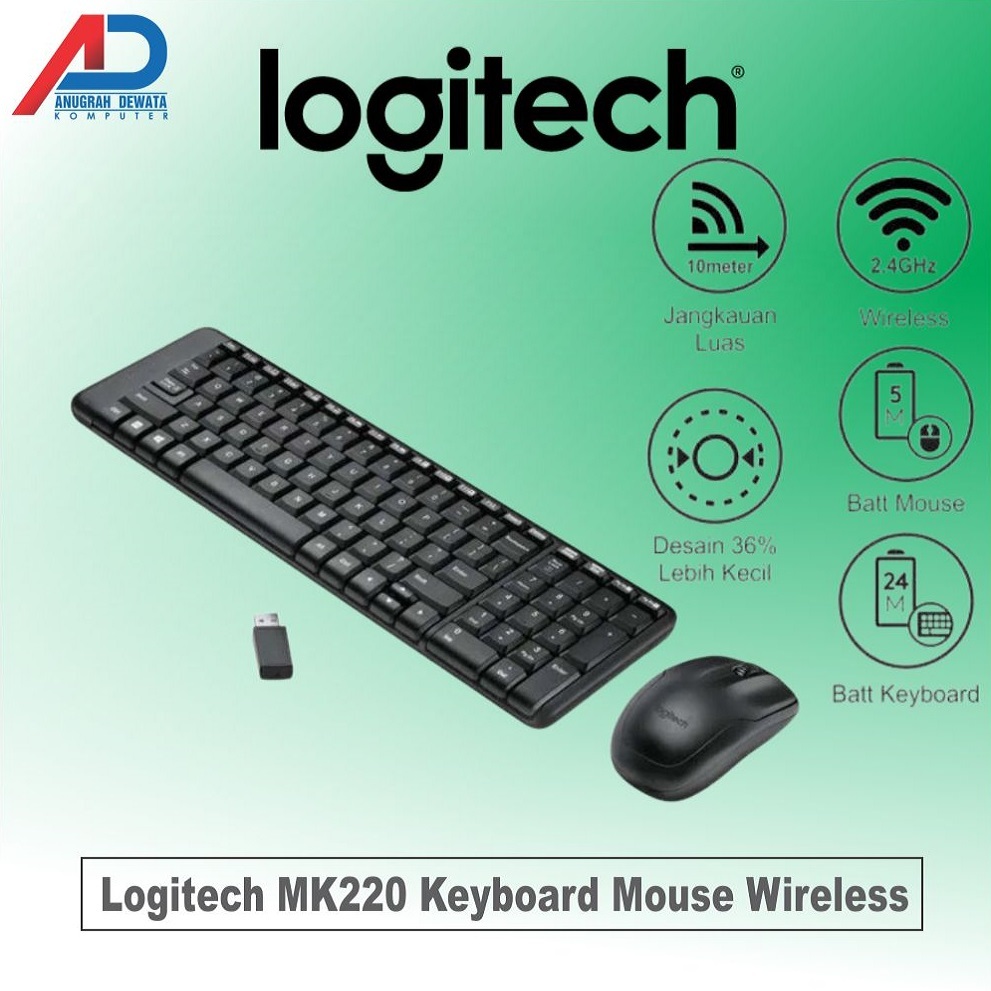 Jual Logitech MK220 Keyboard Mouse Wireless Combo Original | Shopee ...