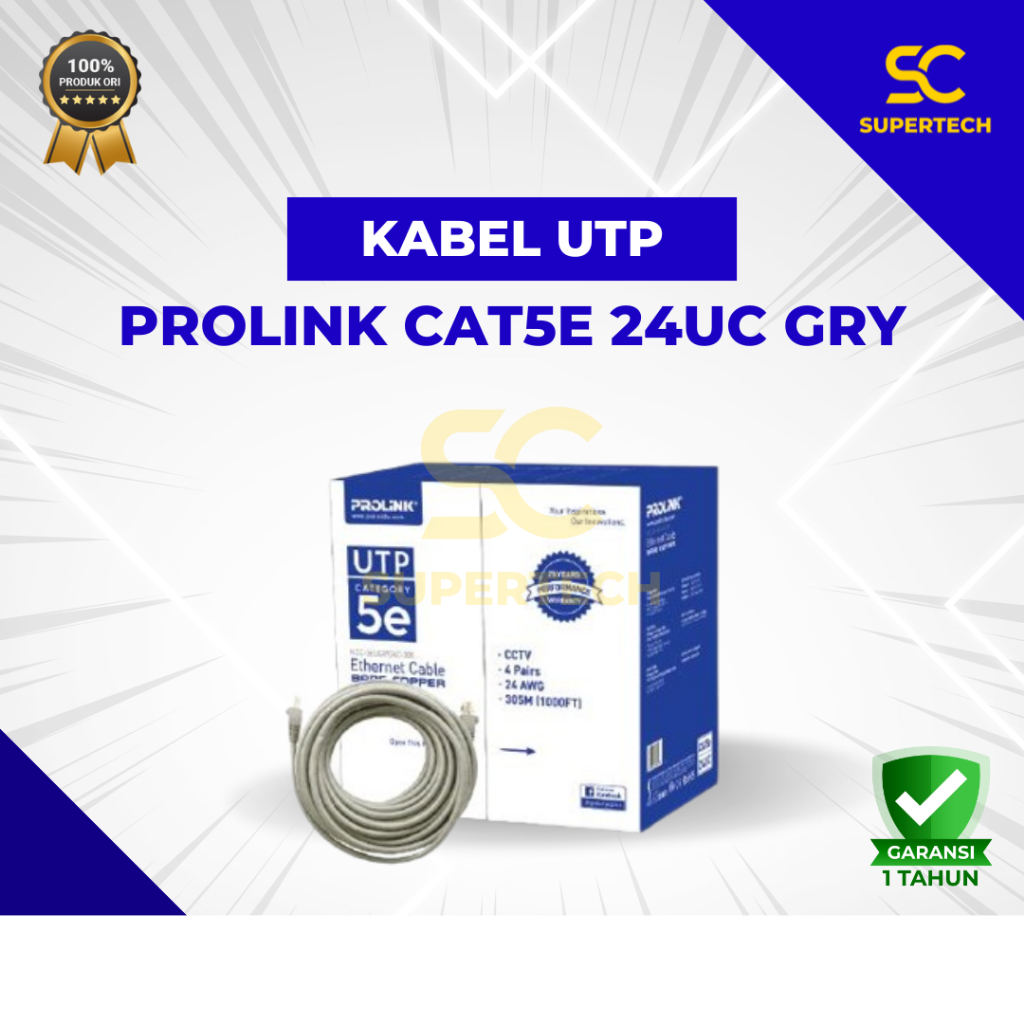 Jual Prolink CAT5e 24UC UTP Lan Cable Bare Cooper (Gry) 24AWG 0,50MM ...