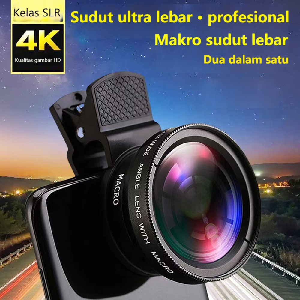 Jual Lensa Kamera Eksternal 2In1 Lensa Super Wide Angle Lens+Macro ...