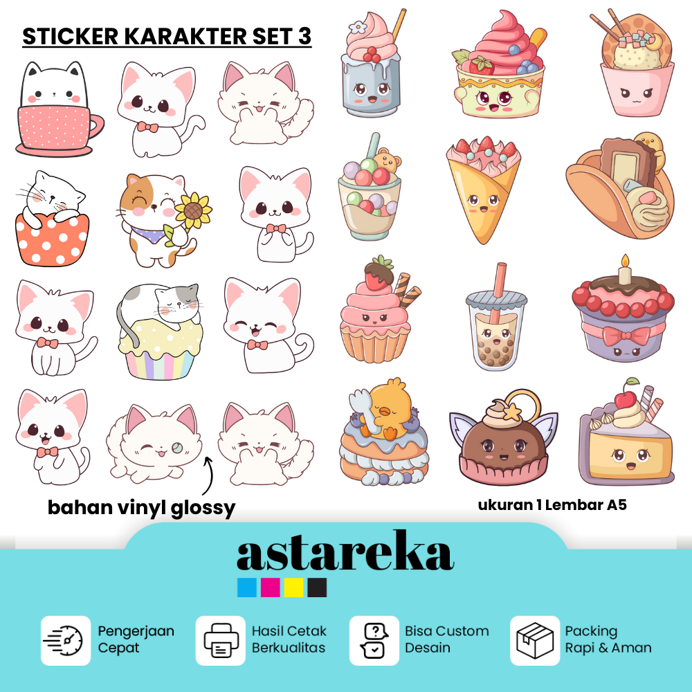 Jual Stiker Karakter Kartun Lucu Cute Aesthetic Set 3 | Sticker Anak ...