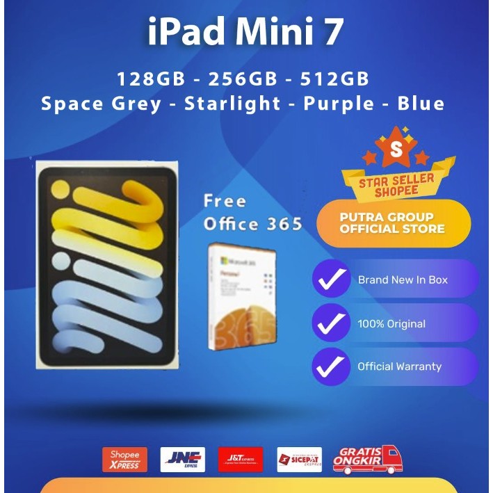 iPad Mini 7 128GB 256GB 512GB 2024 Space Grey Blue Purple Starlight