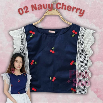 Baju Atasan Wanita Korean Style Renda Blouse Motif Bunga Bordir CARLA By Pinksoo