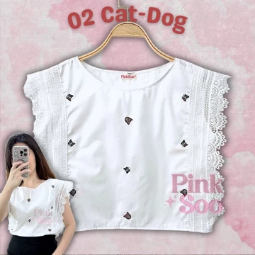 Baju Atasan Wanita Korean Style Renda Blouse Motif Bunga Bordir CARLA By Pinksoo