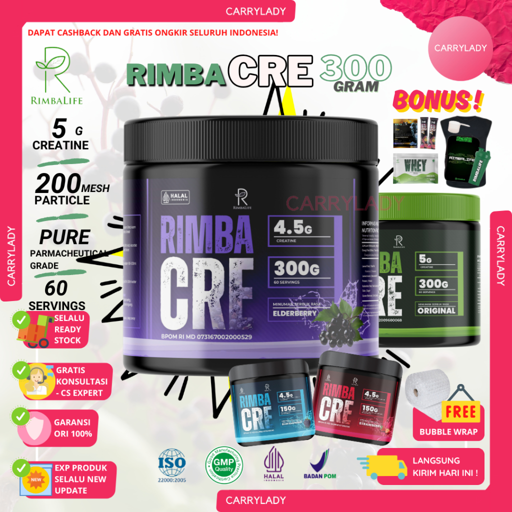 Jual RIMBALIFE RIMBA CREATINE RIMBACRE CREATINE MONOH0YDRATE 300 GRAM ...