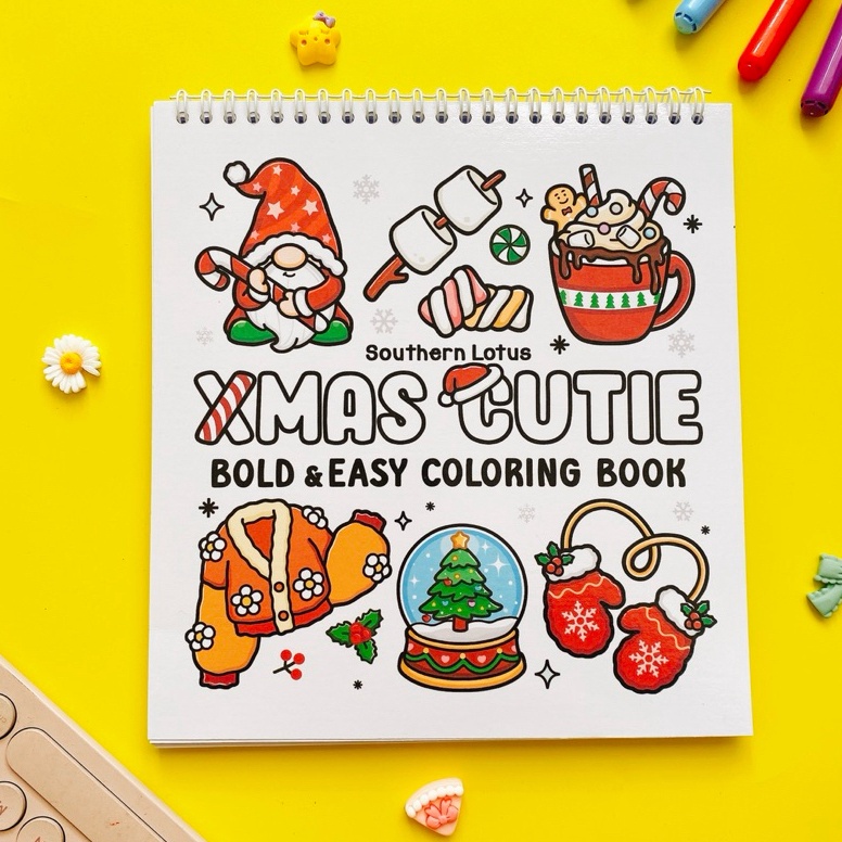 Jual KODE D73C Xmas Cutie Bold And Easy Coloring Book Aesthetic Buku ...
