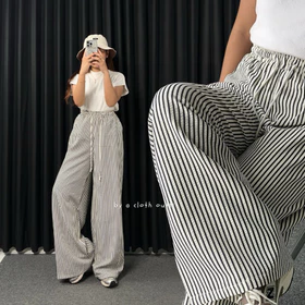 BYACLOTH Everyday Pants Stripe Pants Celana Panjang Wanita Baggy Kantor Kuliah Motif Garis
