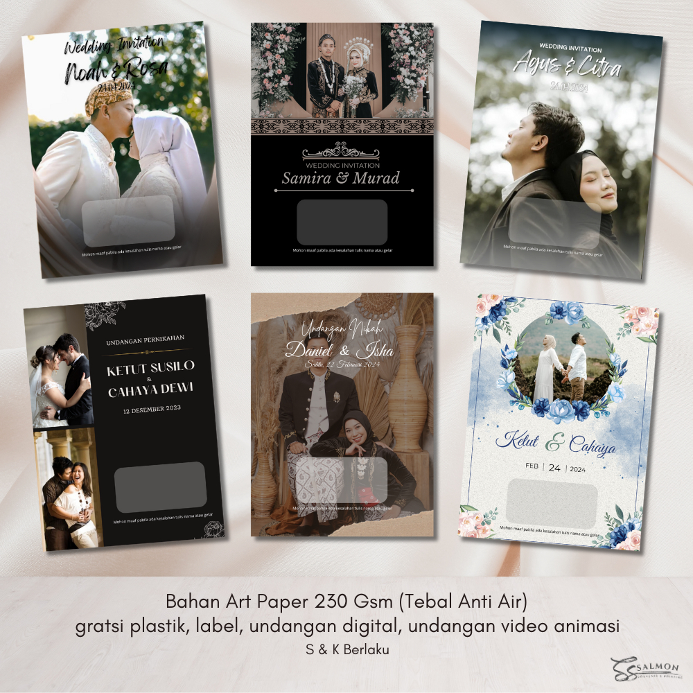 Jual UNDANGAN PERNIKAHAN CUSTOM KERTAS GLOSSY FULL COLOR SATU LEMBAR ...
