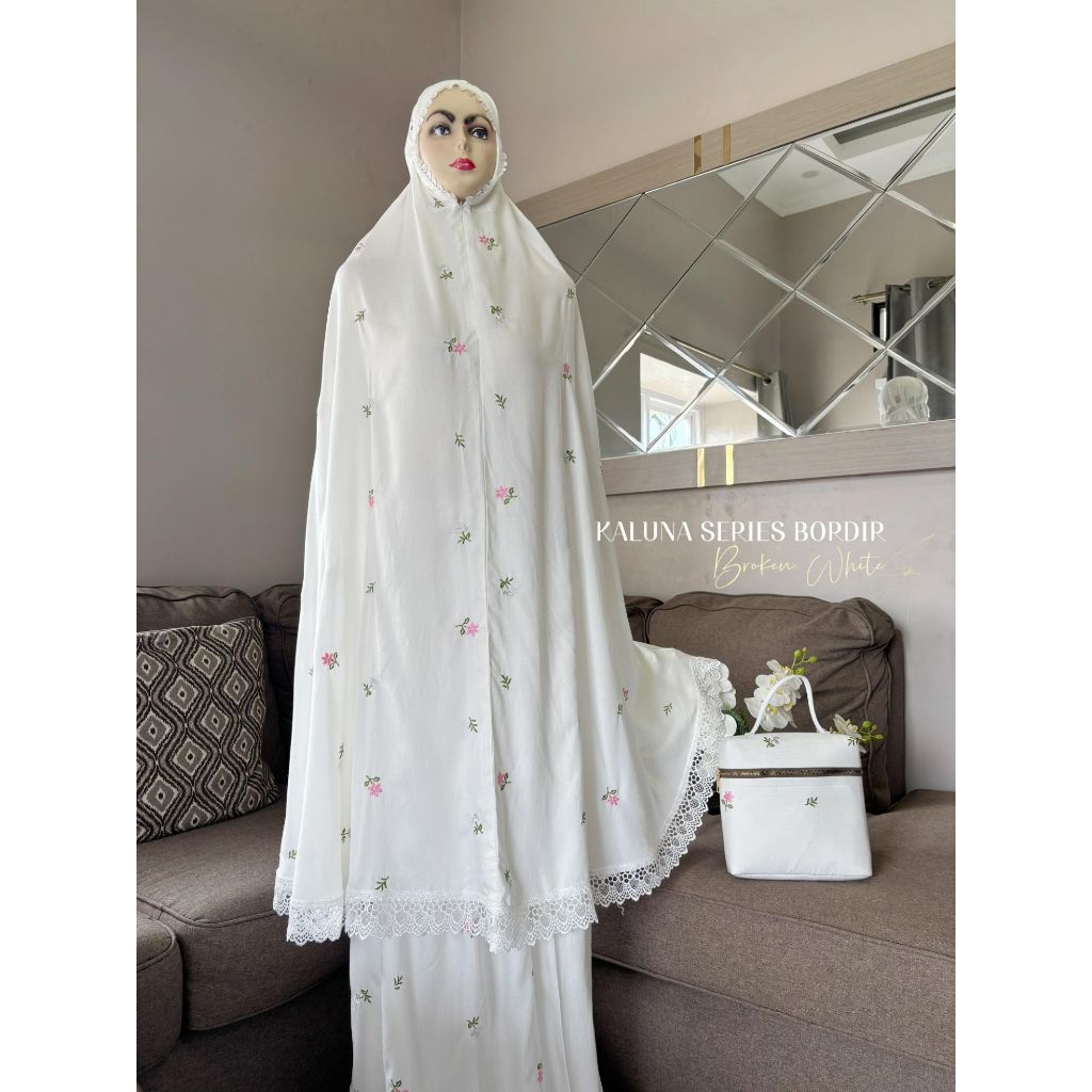 Mukena Dewasa Rayon Premium 2in1 Bordir Bunga Cantik Renda Senada Mukenah Terbaru Bunga Timbul Kaluna Mewah Jumbo Adem