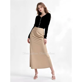 Rok Satin 90CM Satin Long Skirt Rok Satin Panjang S Sampai 3XL