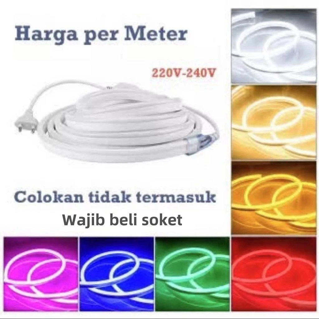 Lampu Led Neon Flex Selang 220V Meteran 1M-50M  Flexible Sign Strip Outdoor | AutoStock