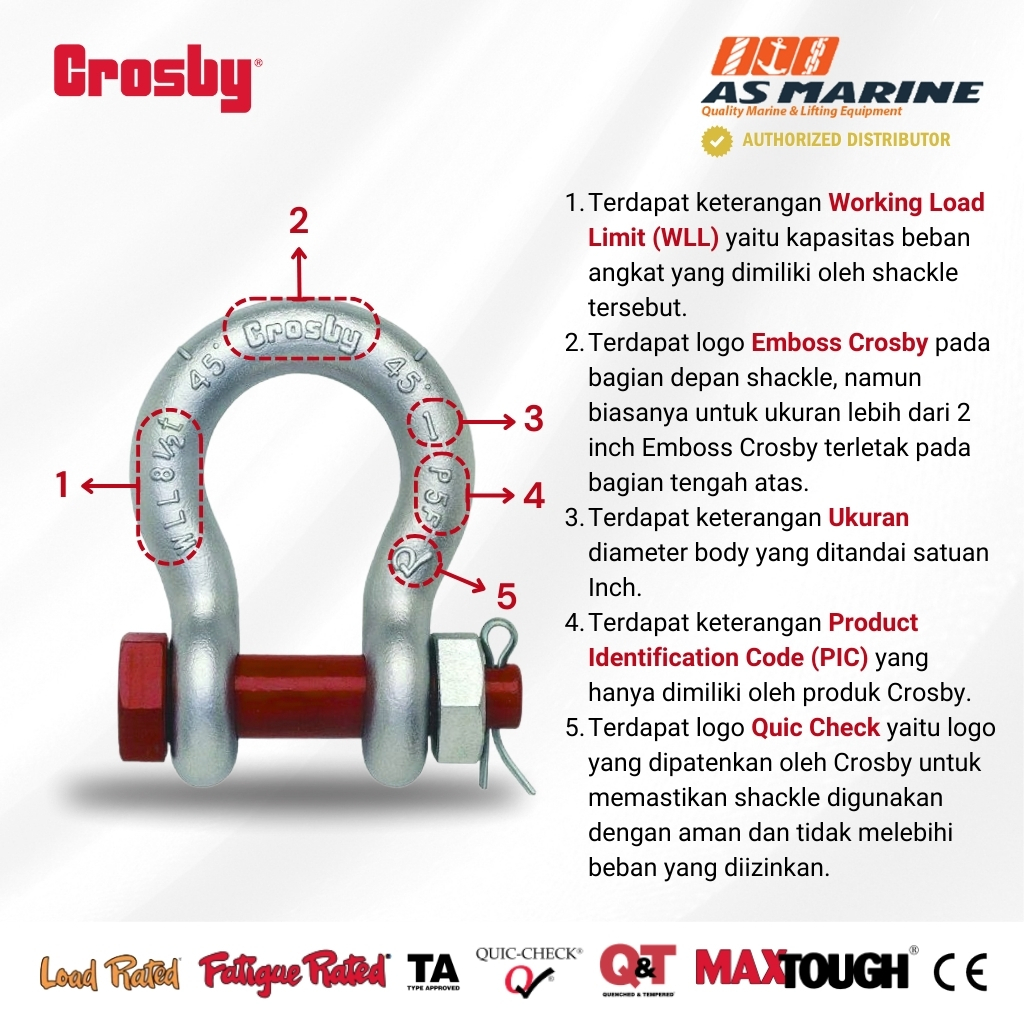 Jual CROSBY USA Bow Shackle / Segel Omega G2130 Bolt & Nut 2-1/2 Inch ...