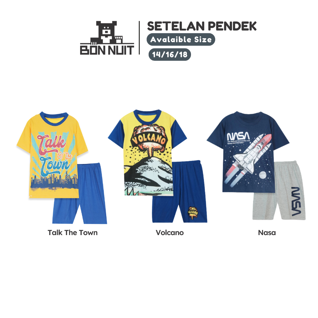 Jual BONNUIT - Setelan Pendek Besar Anak Laki Laki MOON ROCKER PRINT ...