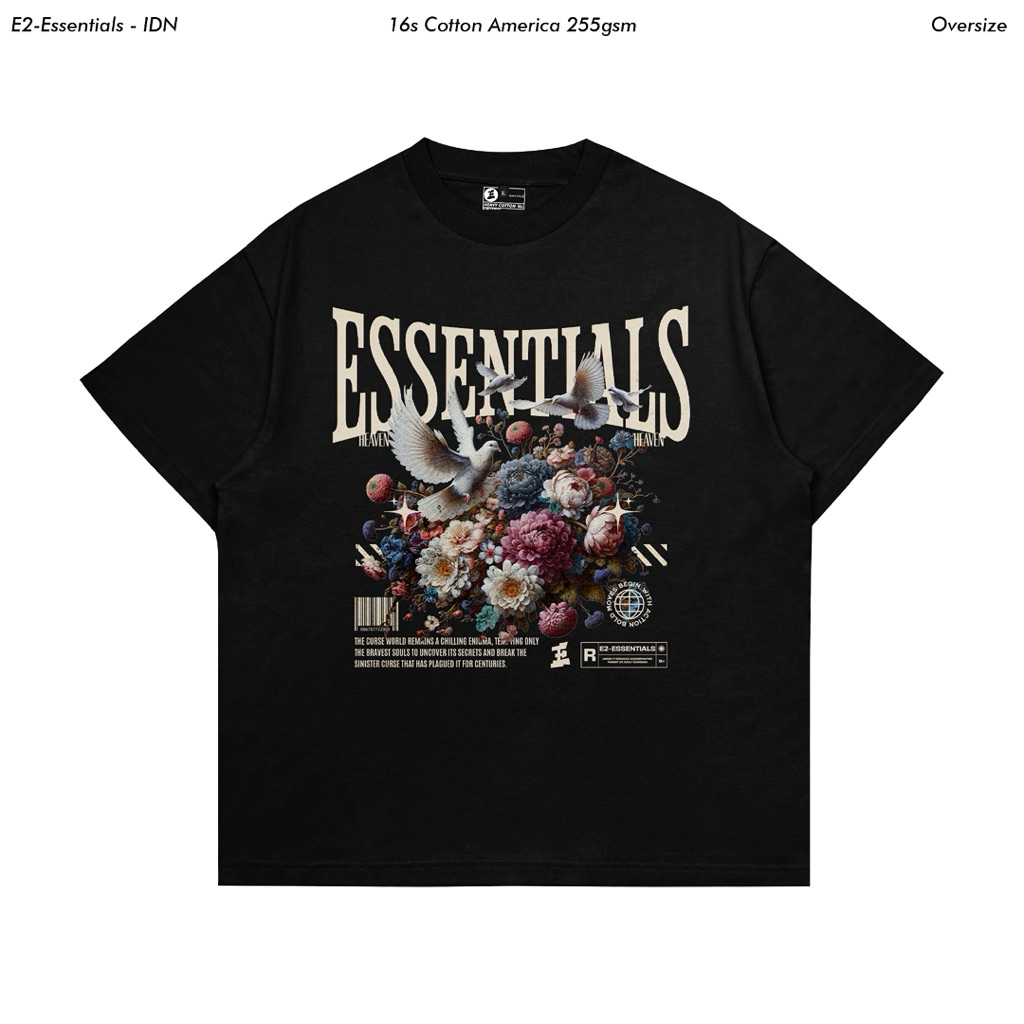 Jual E2-ESSENTIALS 200+ Gsm Tshirt Heaven Bird Oversize Heavyweight ...