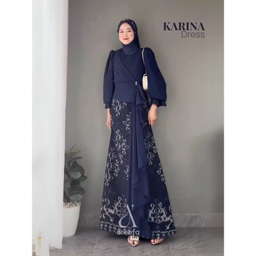 Areefa Gamis Dress Tenun Etnik Kombinasi Ceruty Premium Wanita Remaja Pesta Mewah
