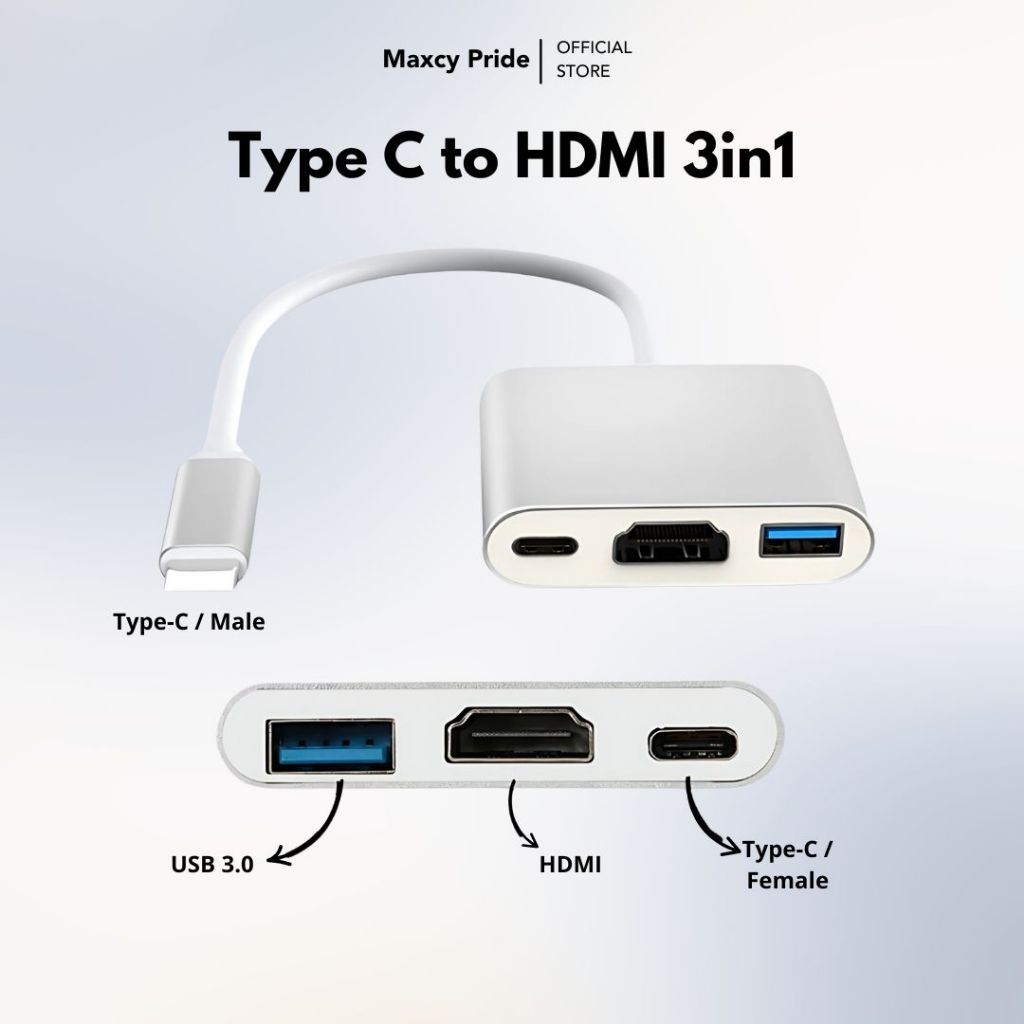 Jual Kabel Adapter Type C to HDMI in Converter Cable Hub