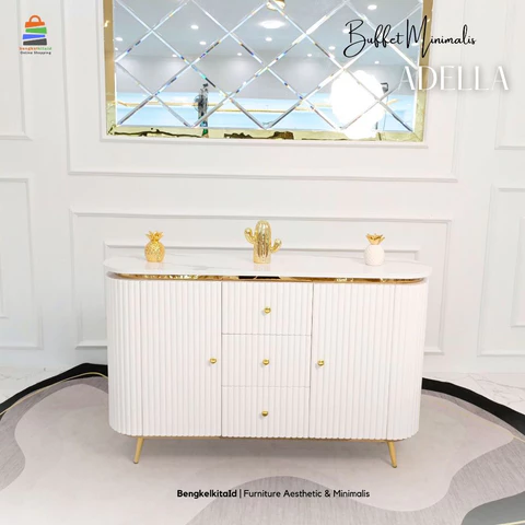 Aesthetic TV Stand Console Buffet Kayu - MEJA ADELLA - Modern Minimalist Glossy