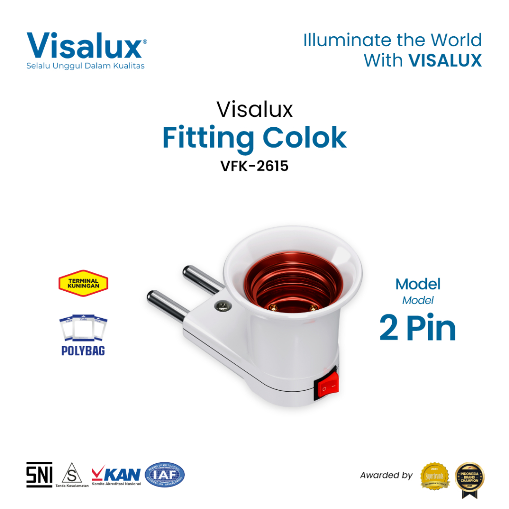 Jual Visalux Fitting Colok (2 Pin) E27 - Fitting Saklar Lampu Colokan ...