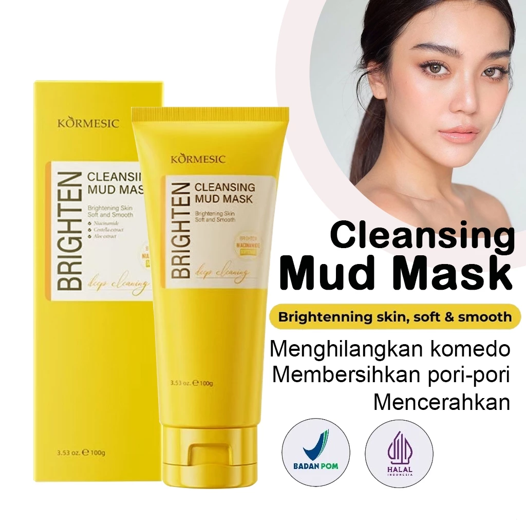 Kormesic Brighten Series Cleansing Mud Mask 100gr Masker Pembersih & Pencerah Kulit Wajah | AutoStock