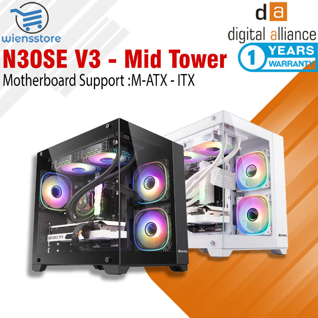 Jual Digital alliance N30SE V3 M-ATX Mid Tower Casing PC Gaming Hitam ...