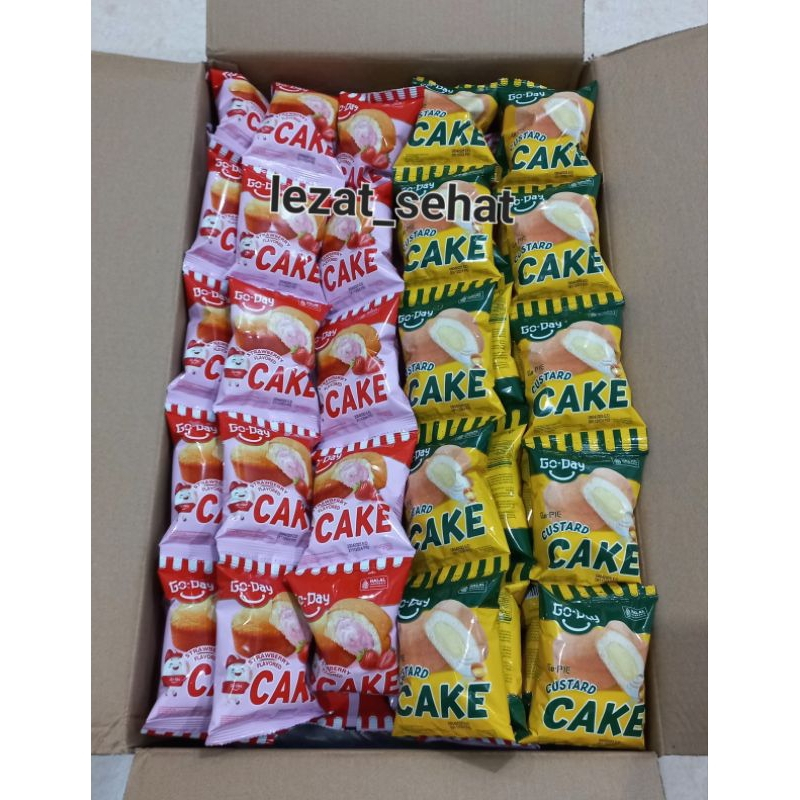 Jual Go Day Cake Rasa Custard / Strawberry (1 Renceng isi 10 pcs ...