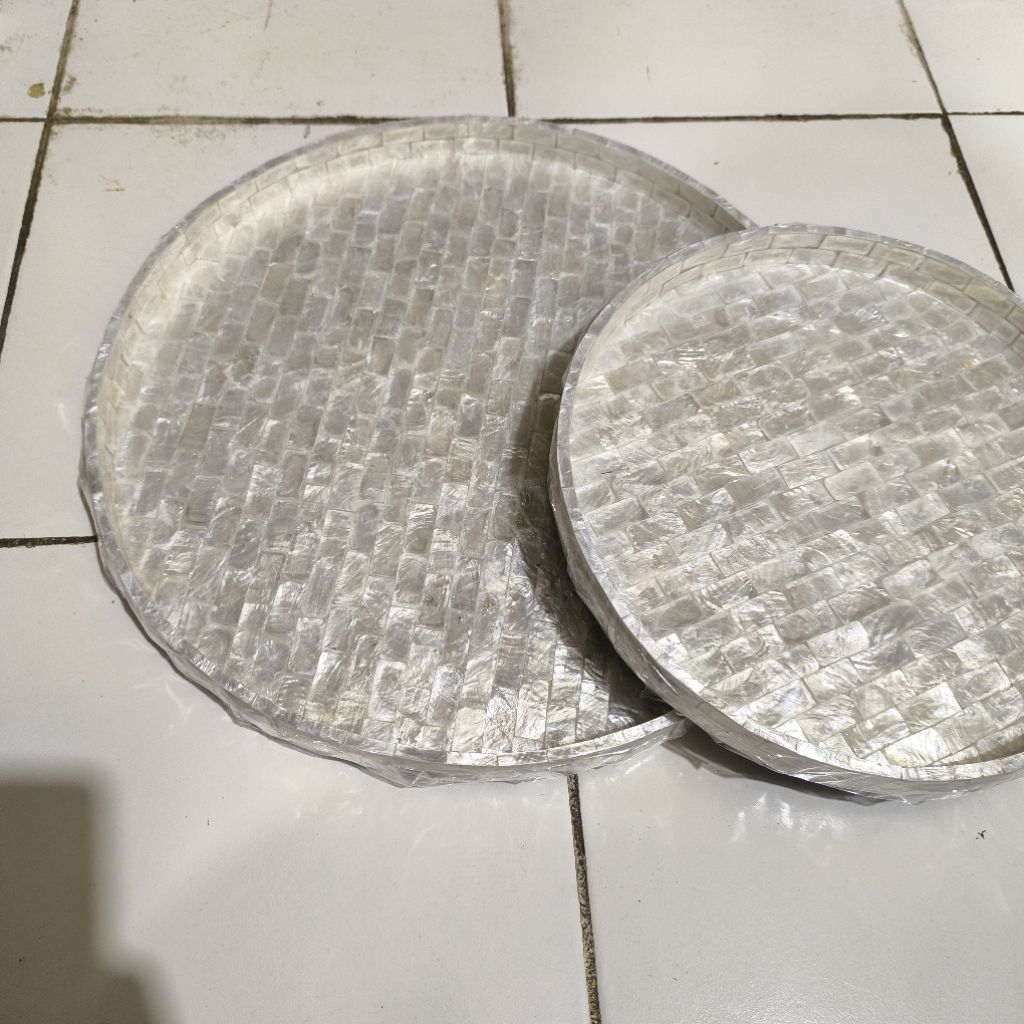 Jual round shell tray white nampan kerang putih bulat | Shopee Indonesia