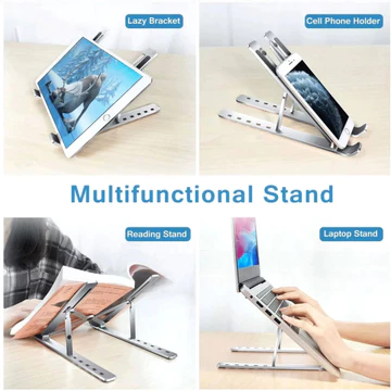 Laptop Stand Holder Portable Lipat Full Alumunium 6 Ketinggian Dudukan Pendingin Laptop Ringan