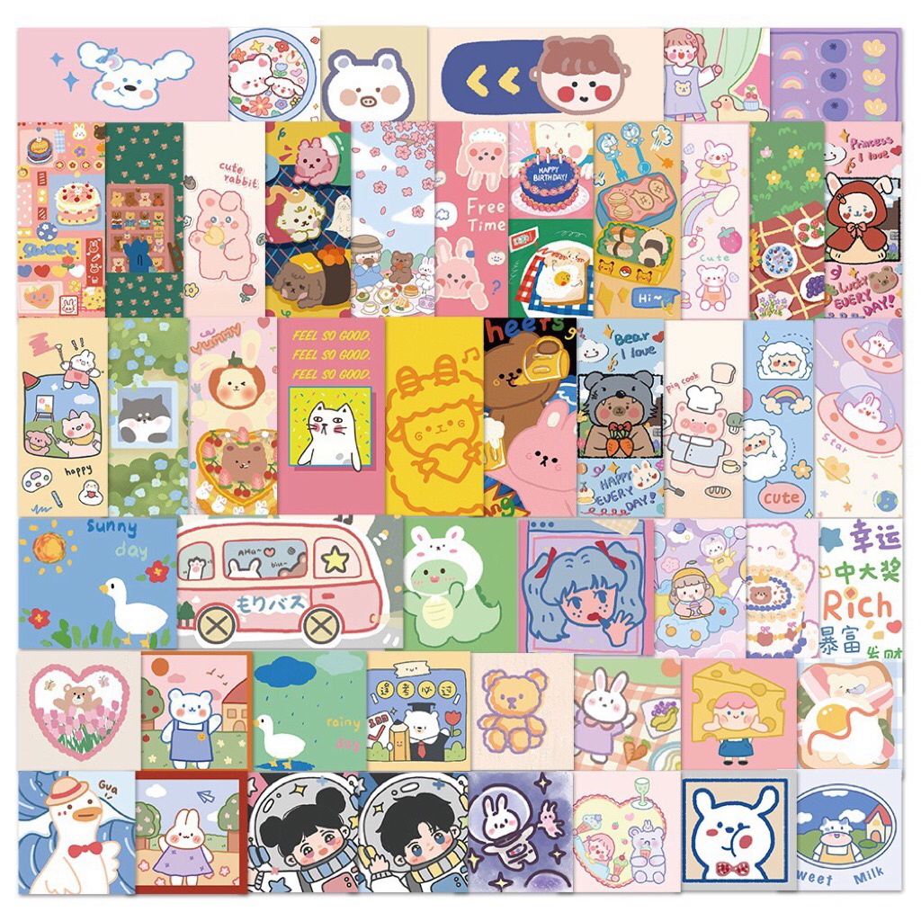Jual STICKER ISI 50 PCS Vinyl Anti Air - Cartoon Life Sticker Deco Pack ...