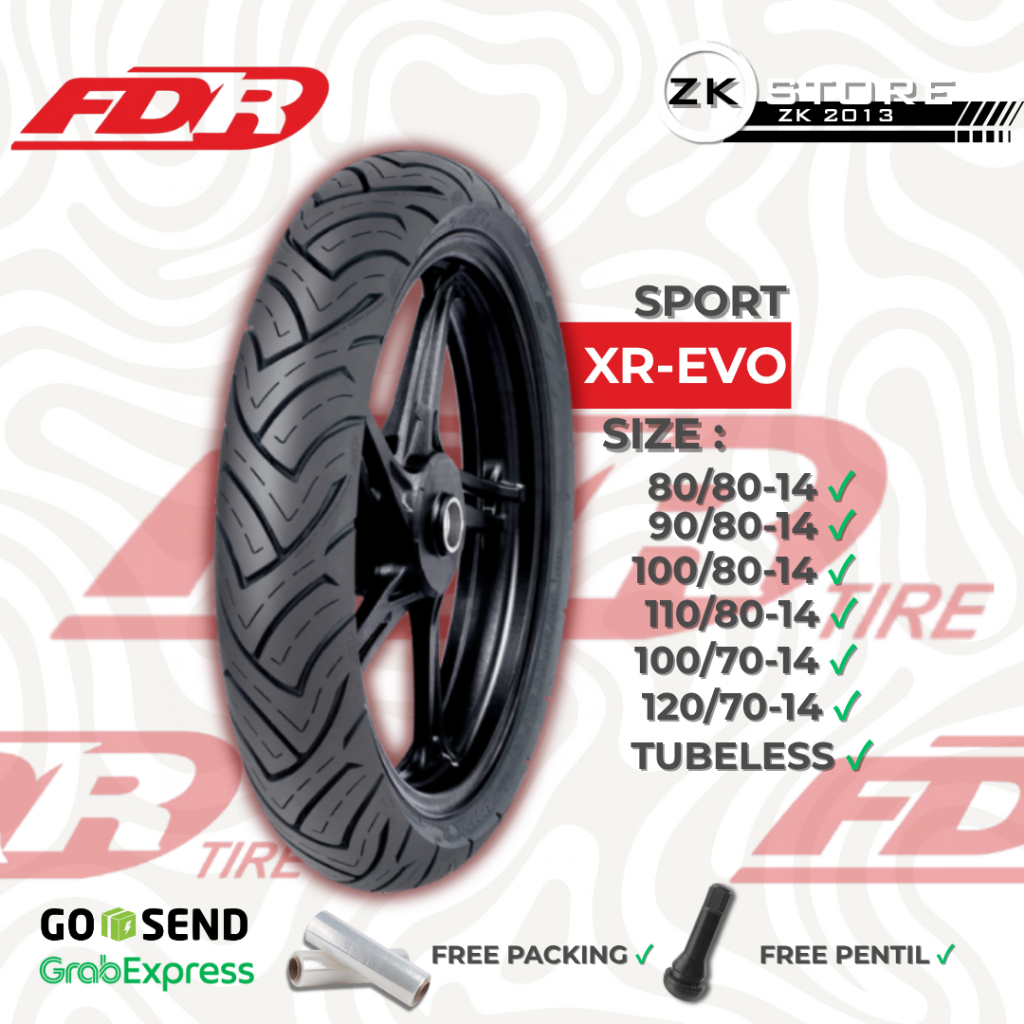Jual Ban Motor FDR XR Evo Ring 14 Tubeless 80/80 90/80 100/80 110/80 ...
