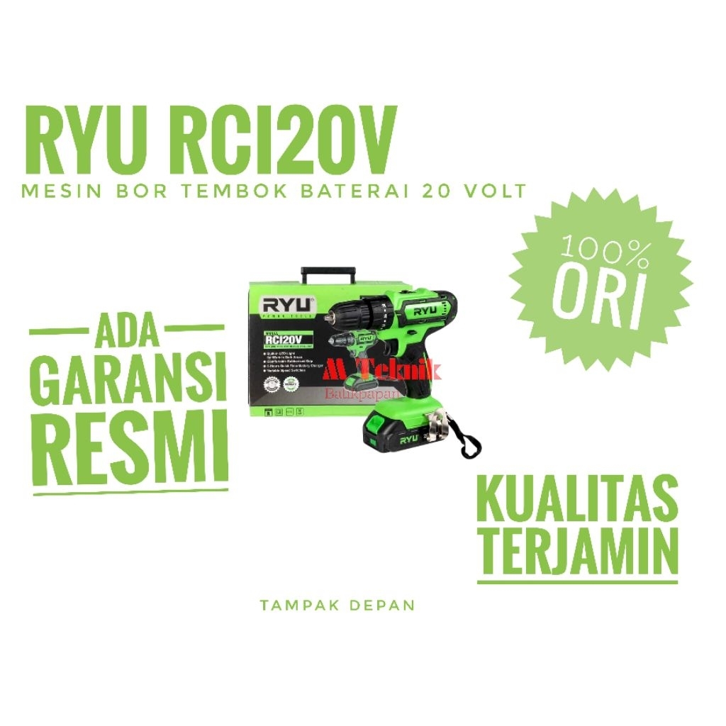 Jual Mesin Bor tembok Baterai RYU RCI20V Cordless Hammer Impact Drill ...
