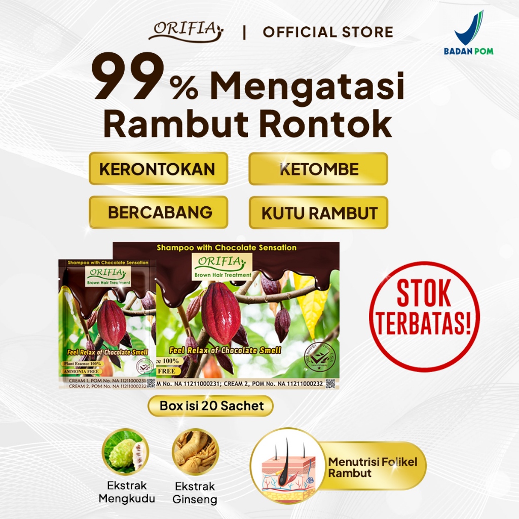 Jual ORIFIA Natural Brown Hair Treatment Shampo Box 20 sachet - Sampo ...