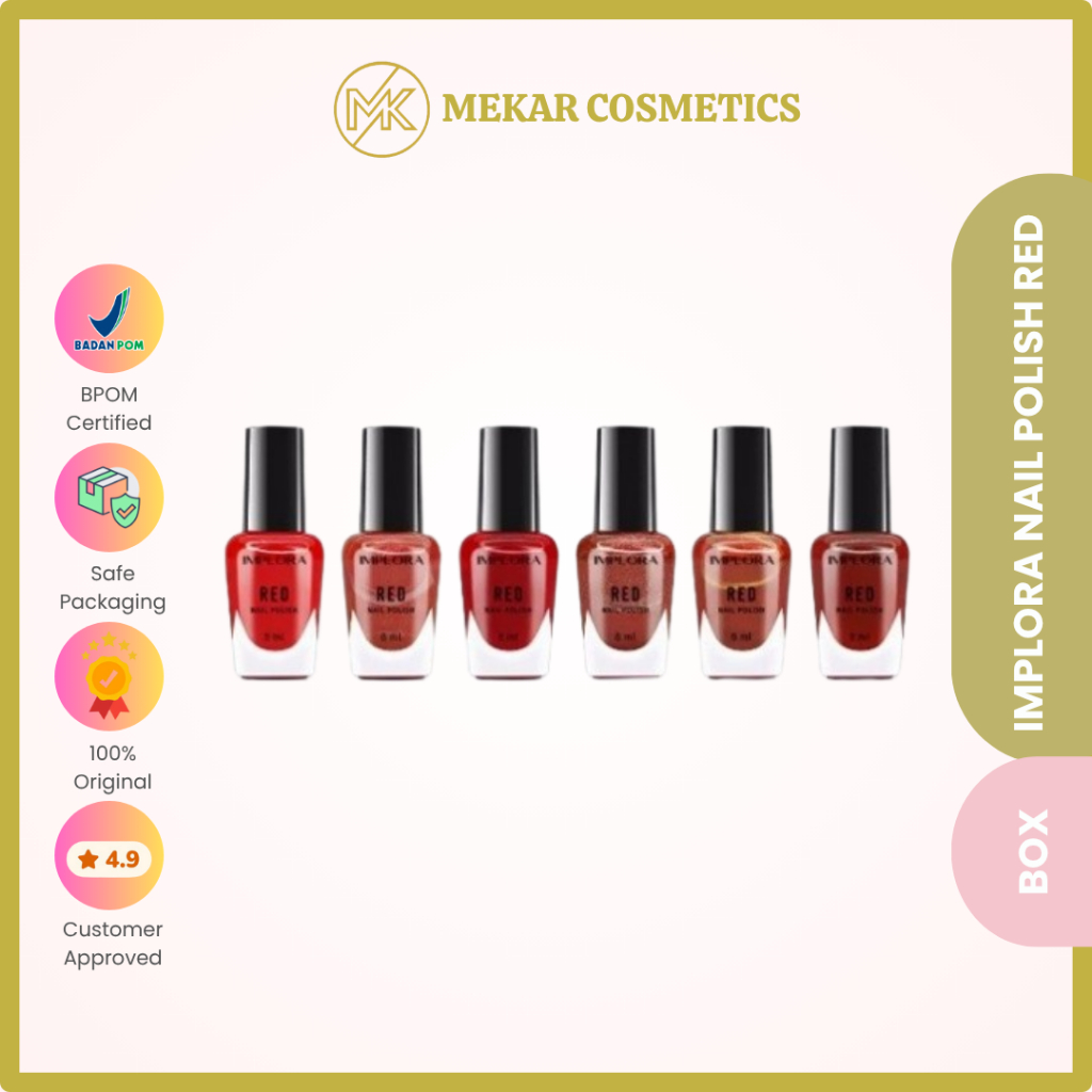 Jual IMPLORA NAIL POLISH RED (1PAK ISI 6PCS) | Shopee Indonesia