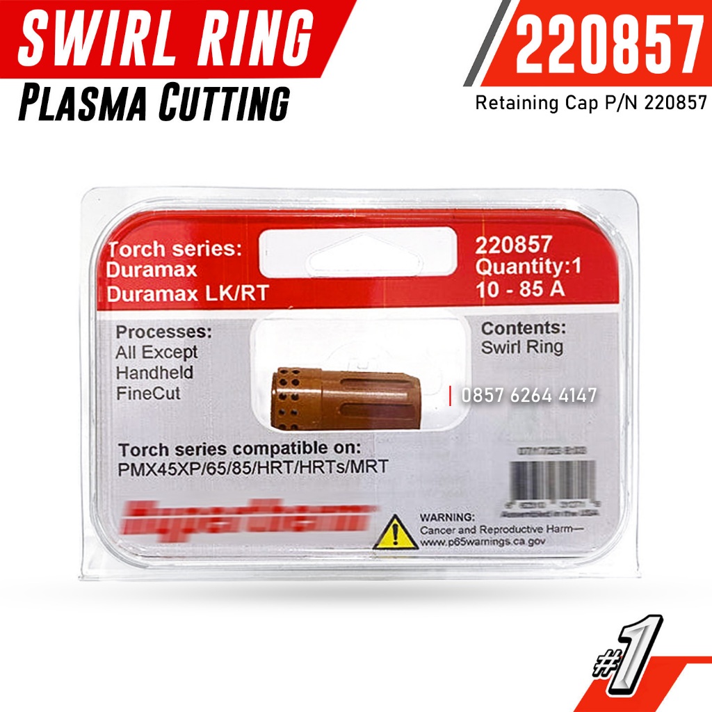 thumbnail image 2 of 220857 Ohmic Retaining Cover Plasma Cutter Swirl Ring Consumables Cutting 2 of 14