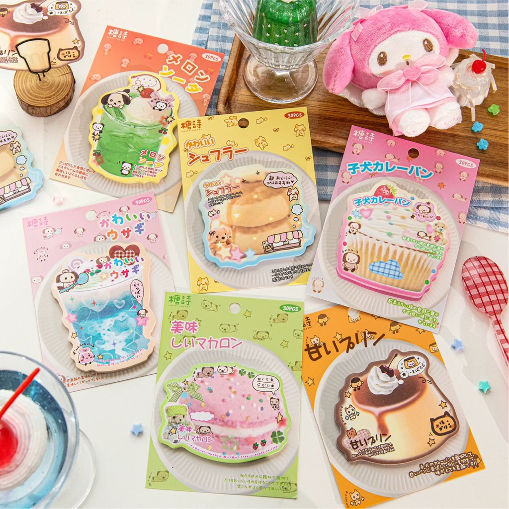 Jual sticky note isi 30lembar japan foodie pudding animal dekorasi ...