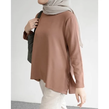 MISTYVORI Tiva Blouse Wanita Lengan Panjang Polos Anti Kusut Baju Atasan Kerja Hijab Casual