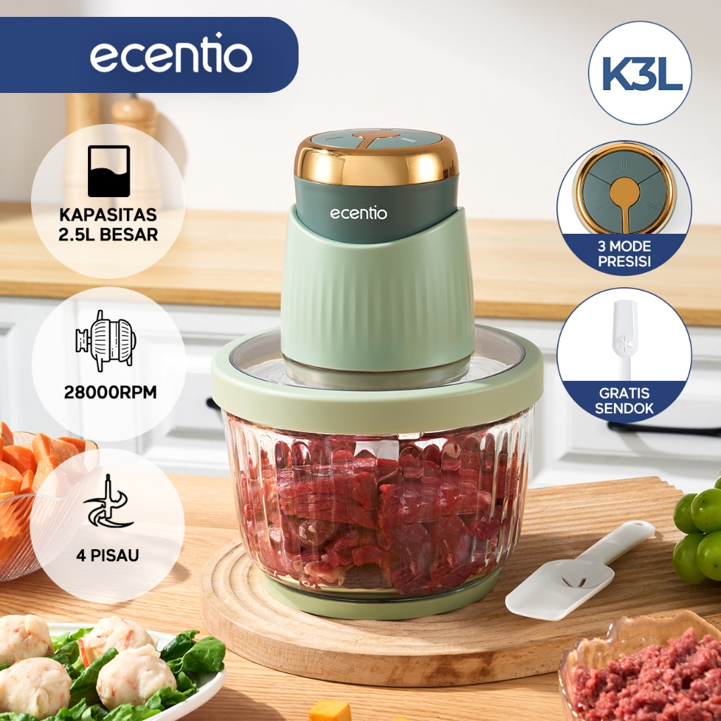 Jual ecentio Penggiling Daging 2.5L Food Chopper Idul Adha 3 Kecepatan ...