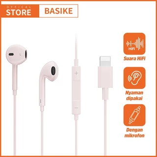 BASIKE Headset Kabel In-Ear Bass Jernih Mic Kontrol Musik Panggilan Suara Jernih Kompatibel 3.5mm Type C Lightning Nyaman Dipakai Lama Anti Noise Stereo HIFI Universal Cocok Semua HP Android iPhone Warna Menarik Cocok Hadiah Ulang Tahun Liburan