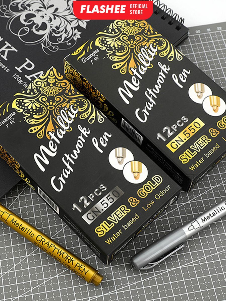 Jual Flashee Spidol Tahan Air Warna Emas Perak Metallic Pen Gold Silver ...