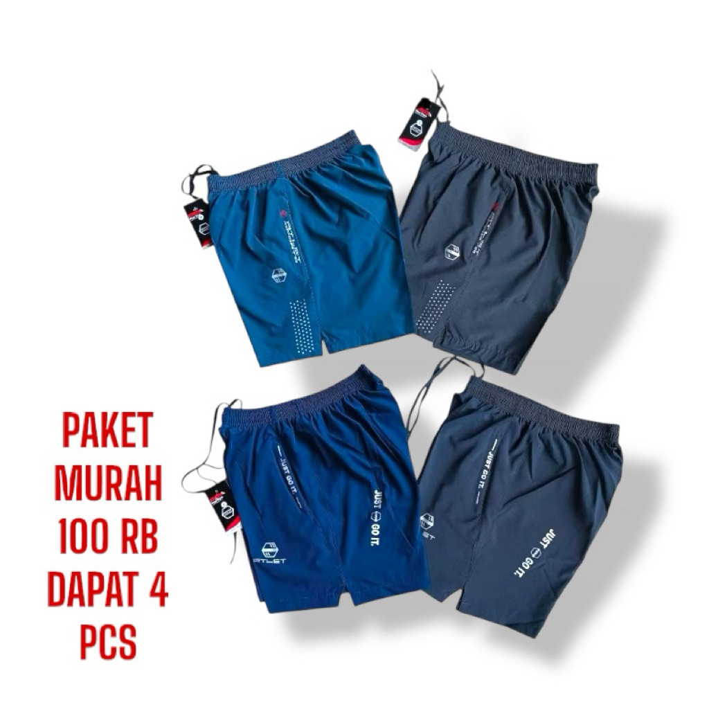 Paket 100ribu dapat 4pc Celana pendek running pria gym jogging volly futsal olahrga