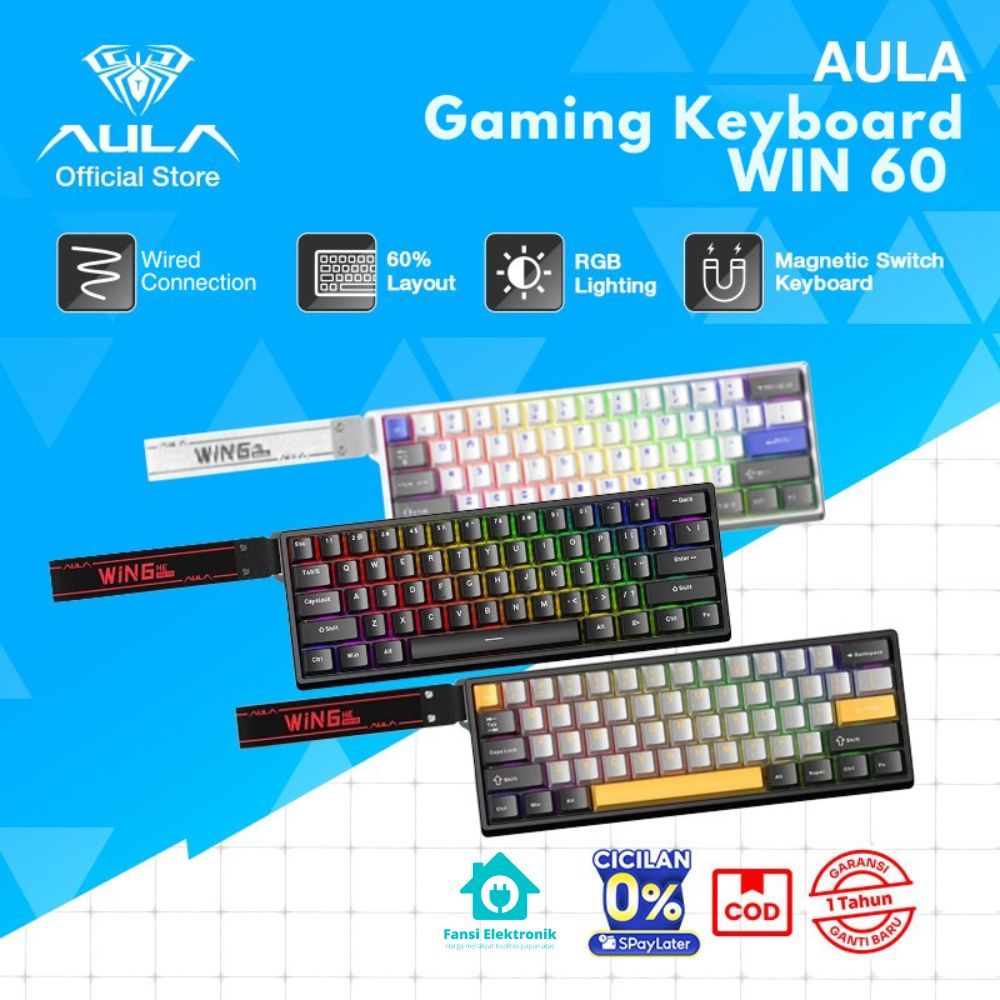 Jual AULA WIN 60 HE Keyboard Gaming Mekanikal Magnetic Switch 60% RGB ...